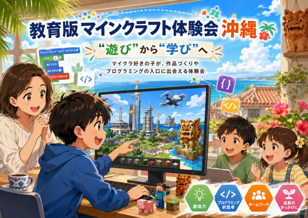 沖縄で教育版マインクラフト体験会に参加するなら？マイクラ好きの子が"遊び"から"学び"に変わる入口
